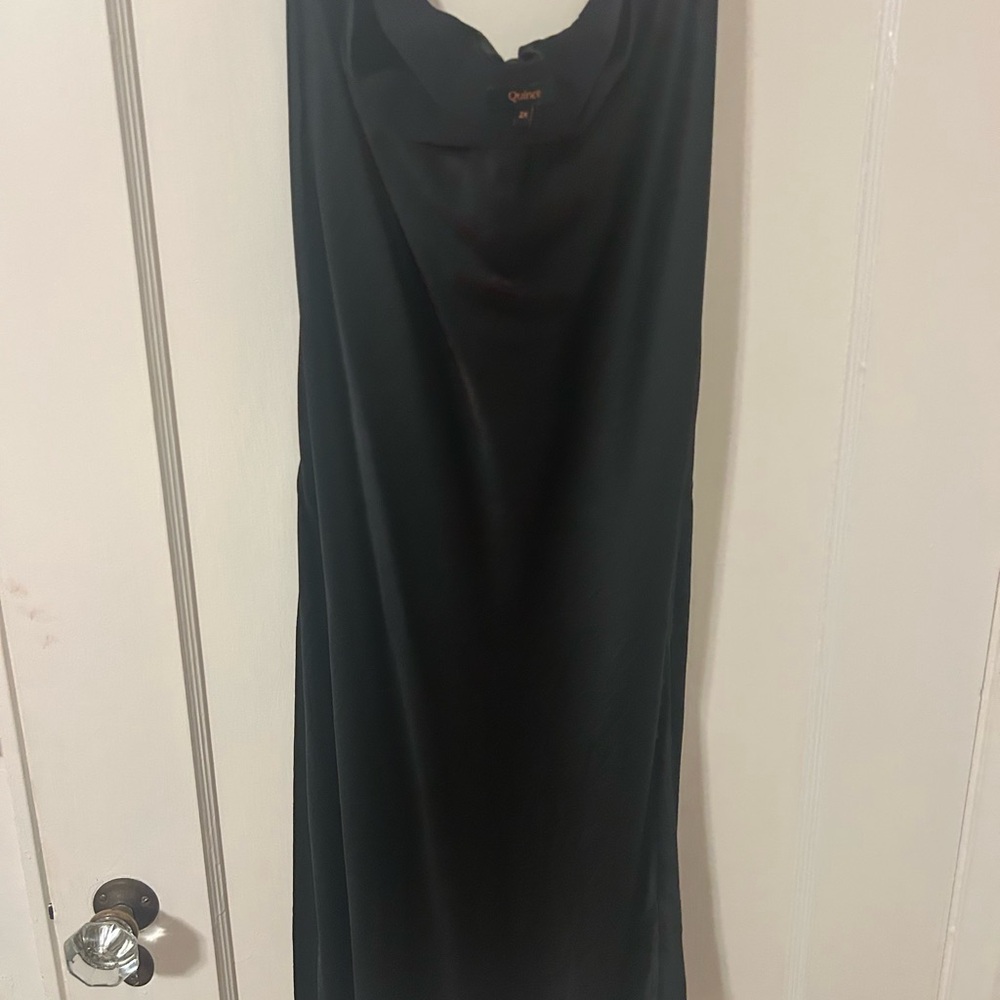 Quince Black Silk Midi Skirt - 2X